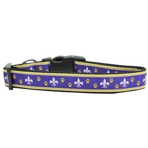 Unconditional Love Purple and Yellow Fleur de Lis Nylon Dog Collars Large UN742490